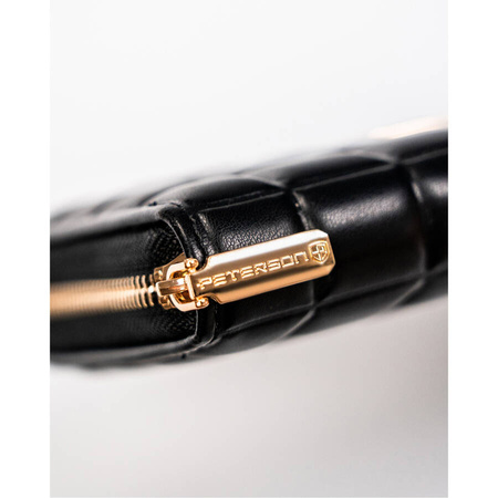 Modische Damen-Geldbörse mit Reißverschluss, goldenen Beschlägen und gesteppter Textur – Peterson