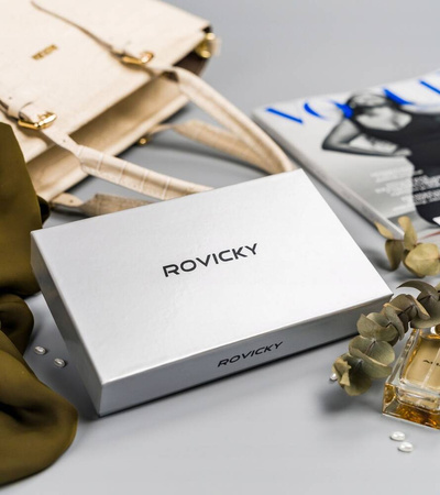 Große Damen Geldbörse aus Leder mit Reißverschluss und Druckknopf – Rovicky