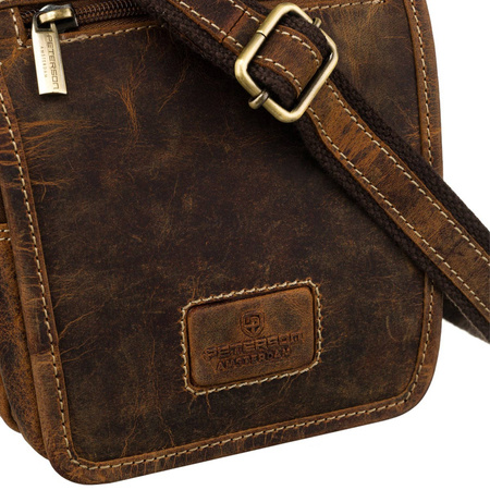 Kleine Herren Umhängetasche aus Leder mit Außentasche – Peterson