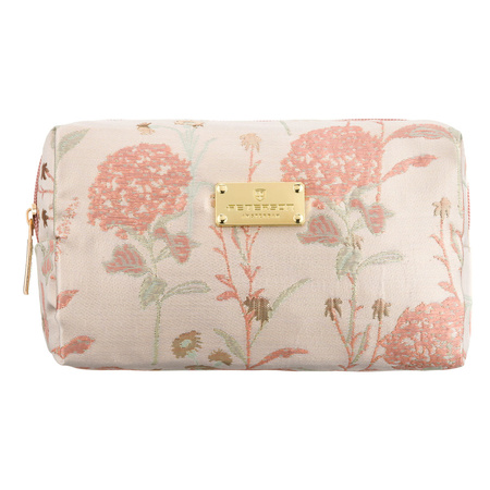 Rosa Kosmetiktasche aus Polyester, einteilig und mit Blumenmuster verziert - Peterson