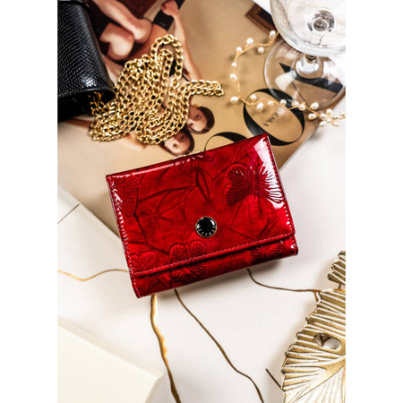 Rote Damen Geldbörse aus Leder mit Bügelfach für Münzen – Peterson