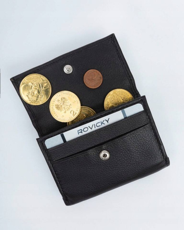 Eleganter Damen Geldbörse mit Druckknopf aus echtem Leder – Rovicky