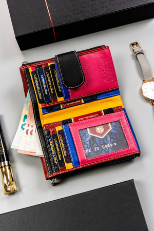 Mittelgroße Damen Geldbörse aus Leder in Schwarz – Peterson