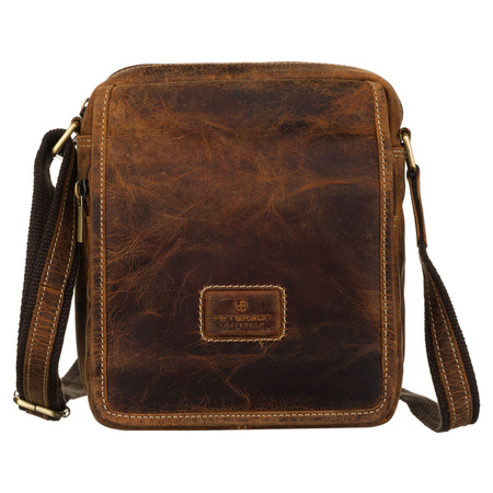 Herren-Umhängetasche mit Klappe in Braun aus Nubuk-Leder – Peterson