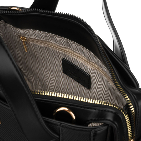 Elegante, schwarze Damen-Handtasche aus synthetischem Material, mit Reißverschluss – Peterson