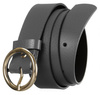 Damen Gürtel aus Leder glänzend mit goldener, runder Schnalle – Rovicky