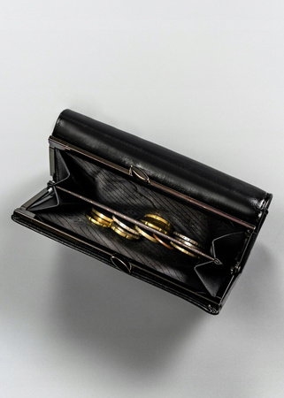 Damen Geldbörse aus echtem und Öko-Leder mit Bügelverschluss und Druckknopf – 4U Cavaldi