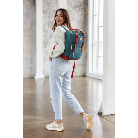 Geräumiger City Rucksack in Türkis-Orange mit Laptopfach – Himawari