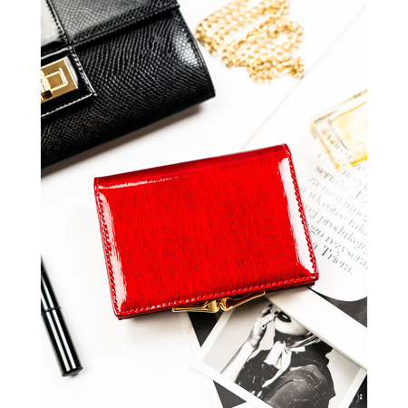 Damen-Geldbörse aus lackiertem Naturleder in Rot – Peterson