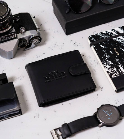 Große Herren Geldbörse aus Leder mit Druckknopfverschluss – Always Wild