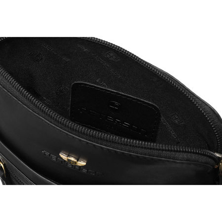 Kleine, schwarze Herren-Umhängetasche aus Leder mit Reißverschluss – Peterson