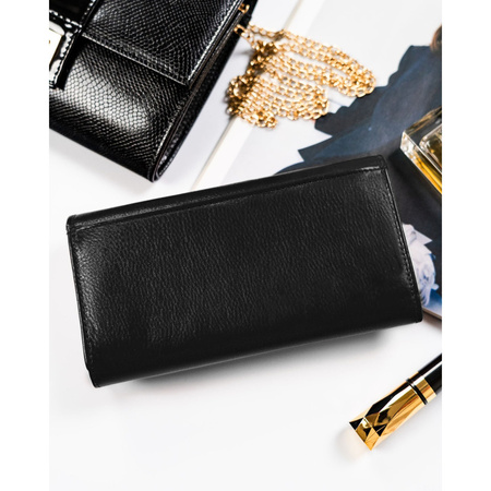 Schwarze Damen Geldbörse aus Leder passend für Fahrzeugschein – Rovicky