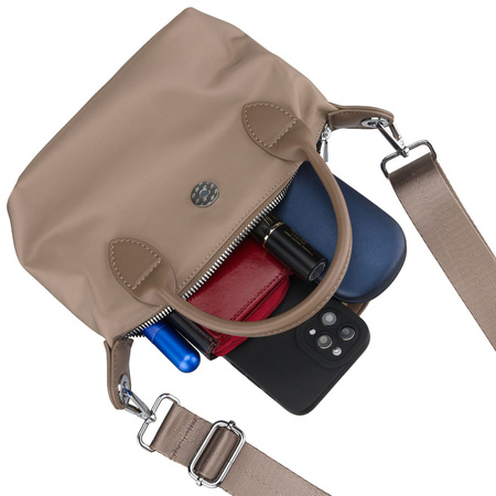 Damen-Umhängetasche aus Polyester in Beige, ein Fach und mit Magnetverschluss – Peterson