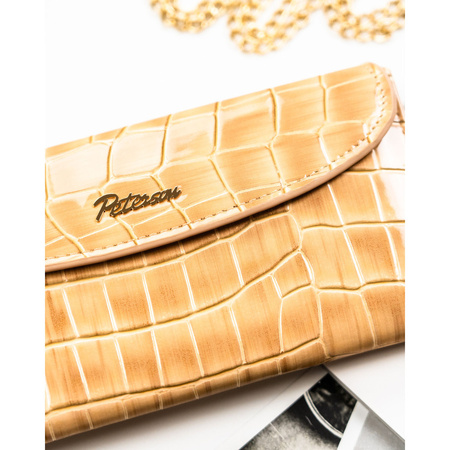 Beige Damen-Geldbörse aus Öko-Leder mit Krokodilhautmuster-Prägung – Peterson