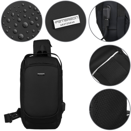 Robuster Schulterrucksack mit USB-Port – Peterson