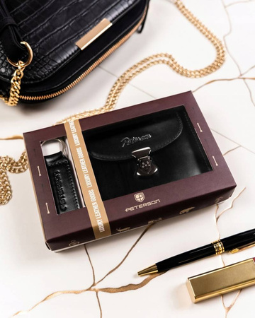 Geschenkset: Damen Geldbörse und Schlüsselanhänger aus Leder – Peterson