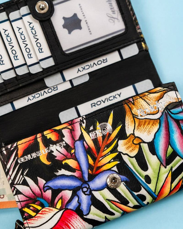 Damen Geldbörse mit Druckknopf aus echtem Leder – Rovicky