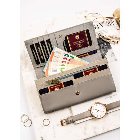 Horizontale Damen Geldbörse mit Blumenmuster und Innenreißverschlussfach – Peterson