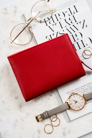 Damen Geldbörse aus echtem Leder mit Druckknopf – Rovicky