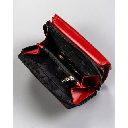 Rote Damen Geldbörse aus Leder mit großem Münzfach – Peterson