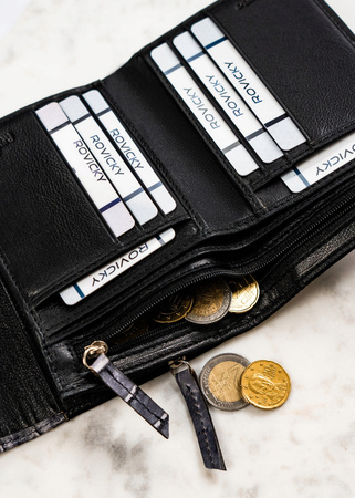 Damen Geldbörse aus echtem Leder mit Druckknopf – Rovicky