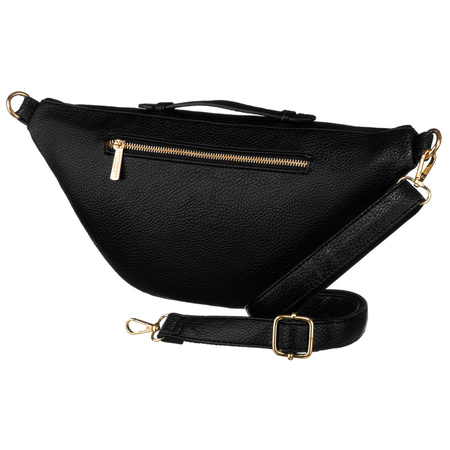 Klassische schwarze Damen Gürteltasche für Hüfte, Schulter oder Crossbody aus Öko-Leder – Peterson