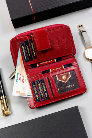 Großer Damen Geldbörse mit Druckknopf aus Leder – Peterson