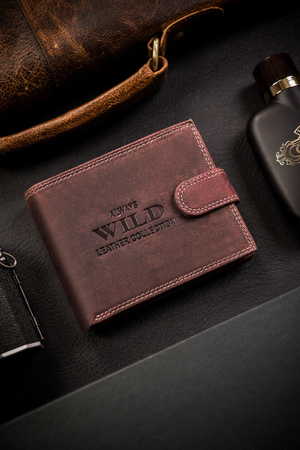 Große Herren Geldbörse aus echtem Leder mit Druckknopf – Always Wild