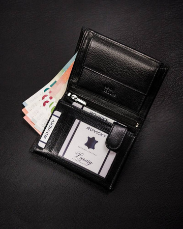 Herren Geldbörse aus echtem Leder im Hochformat ohne Verschluss – Rovicky