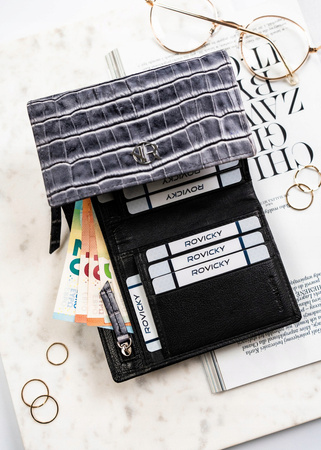 Damen Geldbörse aus echtem Leder mit Druckknopf – Rovicky