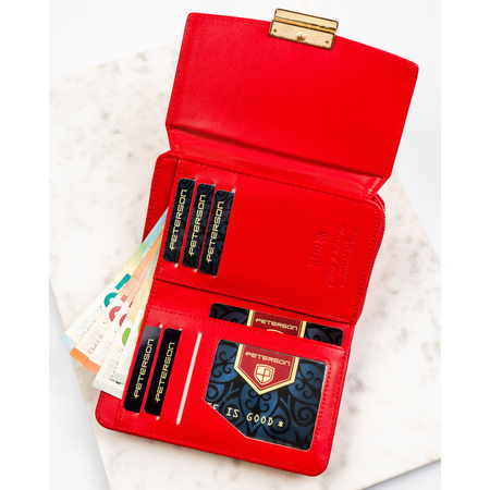 Damen-Geldbörse aus Öko-Leder, querformatig, Rot - Peterson