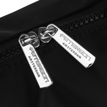Schwarze Damen-Handtasche aus Polyester mit Reißverschluss – Peterson