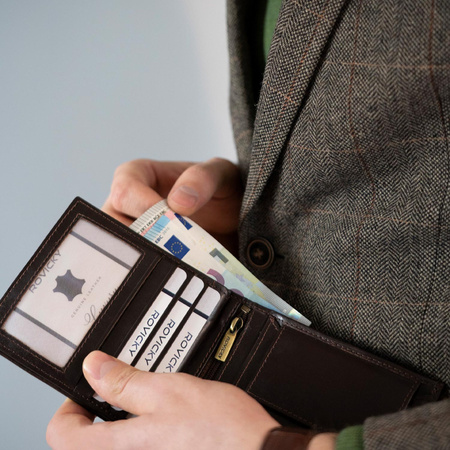 Elegante Herren Geldbörse aus Leder in Braun mit RFID-Schutz – Rovicky