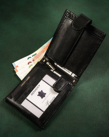 Große Herren Geldbörse aus Leder mit Druckknopf – Rovicky
