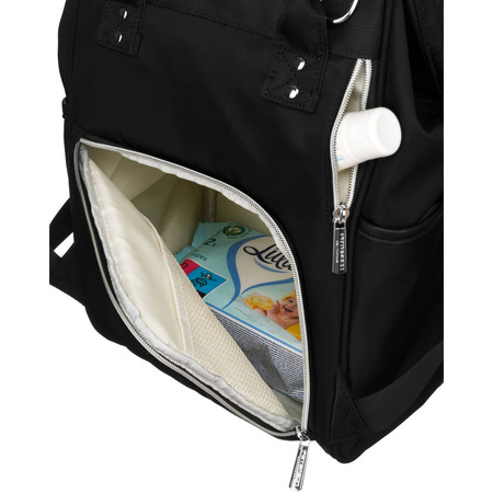 Schwarzer Rucksack aus Polyester mit Griffen zur Befestigung am Trolley – Peterson