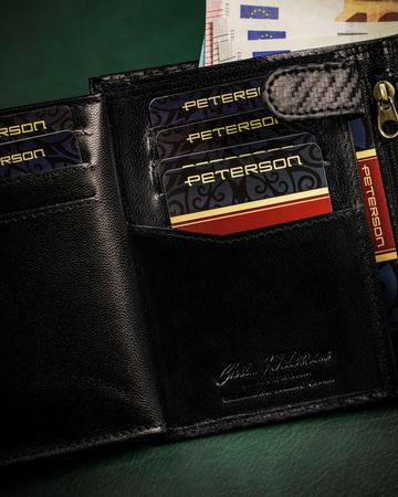 Große Herren Geldbörse aus echtem Leder mit Druckknopf – Peterson