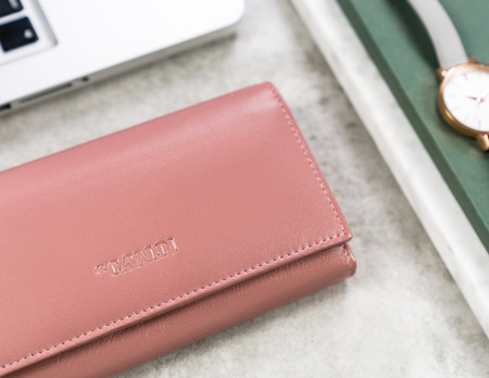 Elegante, längliche Damen Geldbörse mit Klappe und Druckknopf – Cavaldi