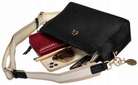 Damen Umhängetasche mit Anhänger und breitem Gurt – LuluCastagnette