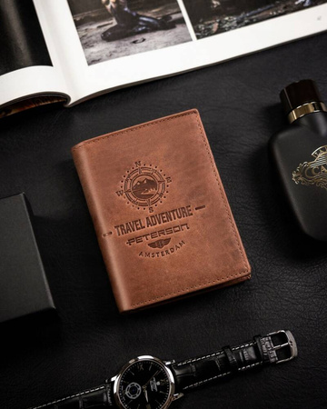 Große, vertikale Herren Geldbörse aus echtem Leder – Peterson