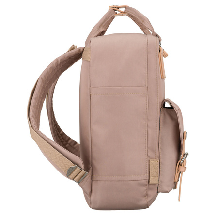 Beige, großer Damen-Rucksack aus Polyester und Öko-Leder - Peterson