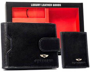 Geschenkset: Herren Geldbörse aus Leder, Etui und Schlüsselanhänger – Peterson