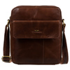 Braune Herren-Umhängetasche aus Naturleder, mit Reißverschluss – Peterson