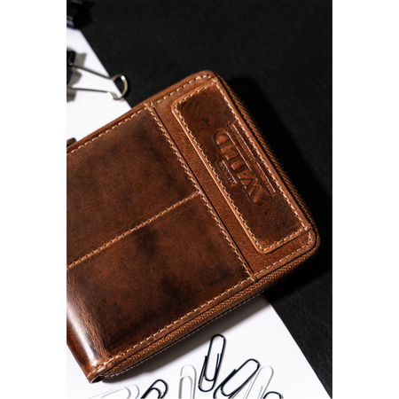 Herren Geldbörse aus Leder mit Reißverschluss und RFID – Always Wild