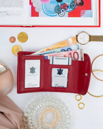 Elegante, kleine Damen-Geldbörse mit Druckknopf aus Leder – Rovicky