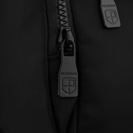 Städtische, schwarze Damen-Umhängetasche aus Polyester mit Reißverschluss - Peterson