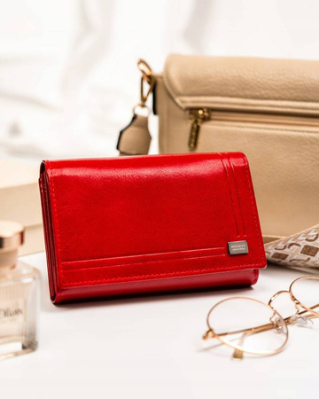 Große Damen Geldbörse aus Leder mit Druckknopf – Rovicky