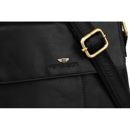 Schwarze Herren Umhängetasche aus Leder für die Arbeit – Peterson