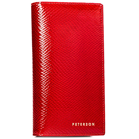 Rote Damen Geldbörse aus Leder mit Magnet- und Reißverschluss und RFID-Schutz – Peterson