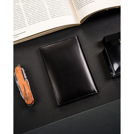 Etui für Karten und Reisepass schwarz aus Leder – 4U Cavaldi