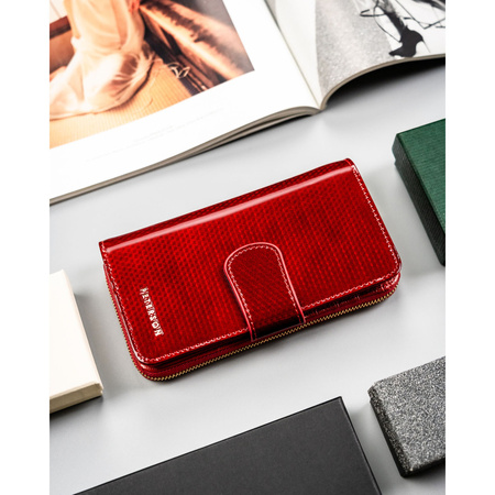 Damen-Geldbörse aus lackiertem Naturleder in Rot – Peterson